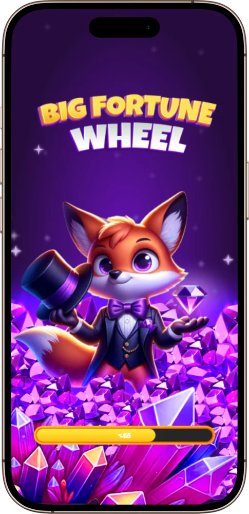 Big Fortune Wheel açılış ekranı yükleme tamamlanıyor