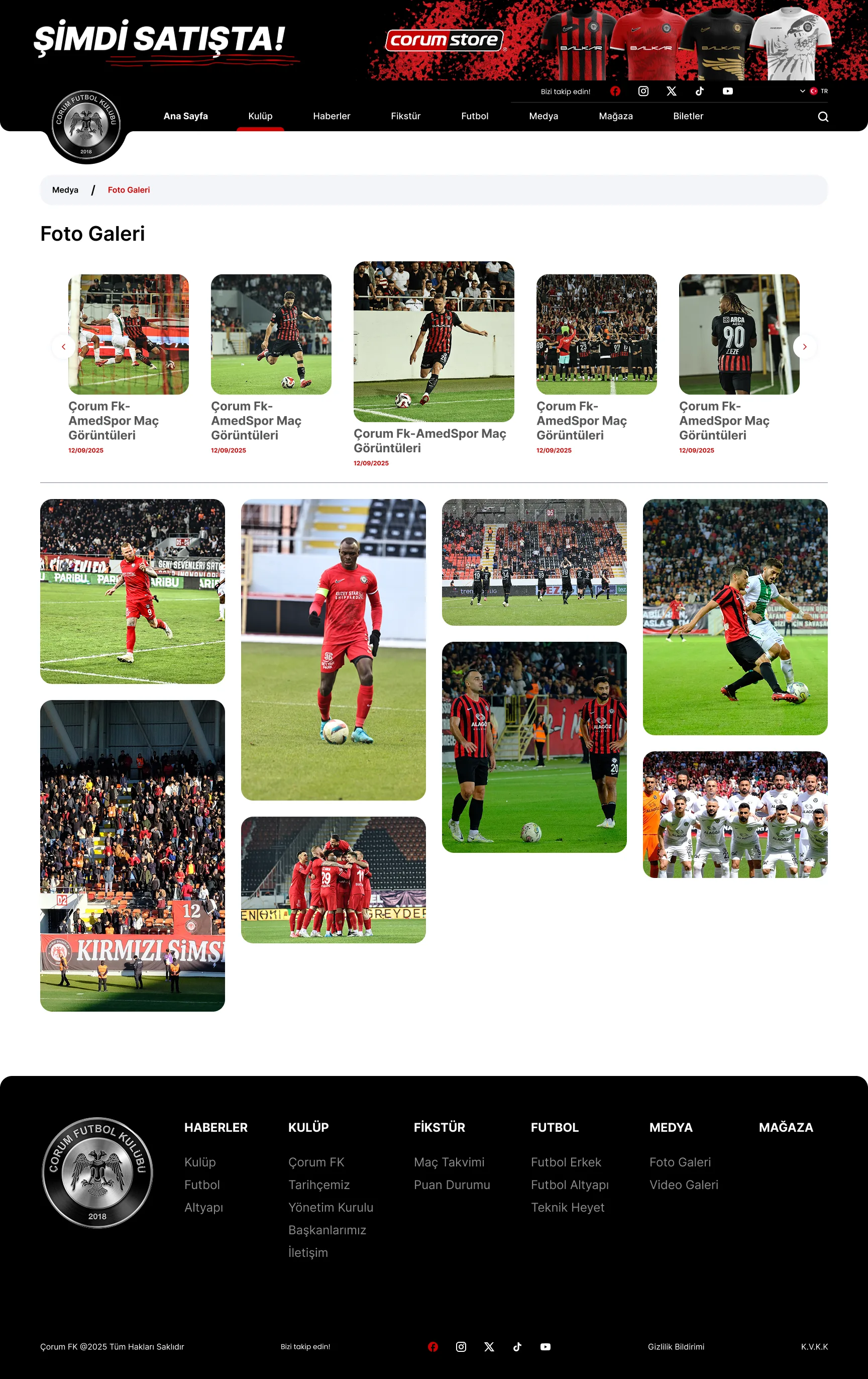 Çorum FK foto galeri (masonry düzen) sayfası