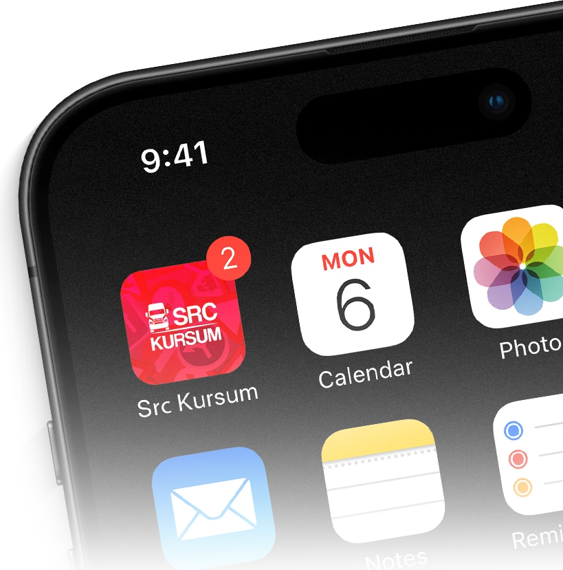 Src Kursum uygulama ikonu telefon ana ekranında mockup