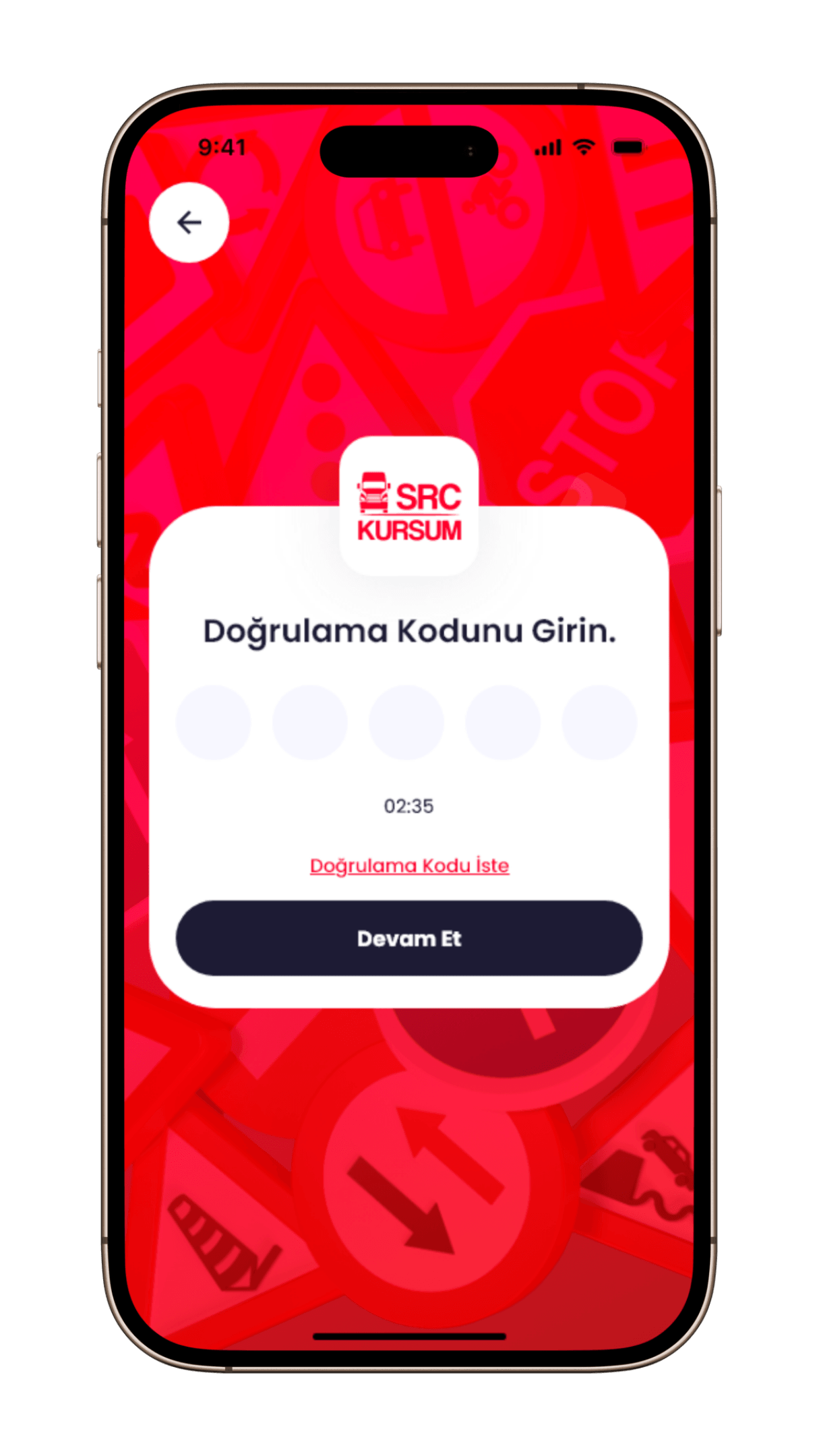 Src Kursum SMS doğrulama kodu ekranı